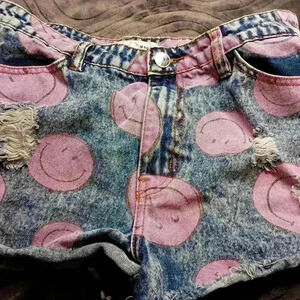2 FOR $25 ALMOST FAMOUS Fun Blue Denim Distressed Grunge Booty shorts-  (#626)